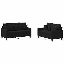 Maison Chic Ensemble de canapés 2 pcs avec coussins, Canapé droit Sofa pour Salon Noir Tissu -GKD244180