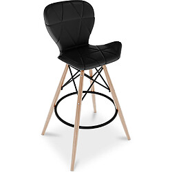 ICONIK INTERIOR Chaise de bar design scandinave avec pieds en bois naturel - Laila Noir 