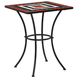 vidaXL Table de bistro mosaïque Terre cuite et blanc 60 cm Céramique 