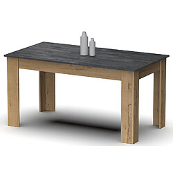 Pegane Table à manger extensible en aggloméré et mélamine chêne effet marbre - Longueur 140-195 x Profondeur 80 x Hauteur 77 cm