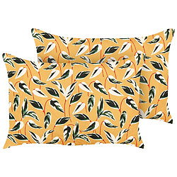 Beliani Lot de 2 coussins d'extérieur à motif de feuilles multicolores 40 x 60 cm TAGGIA