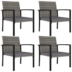 vidaXL Chaises de salle à manger de jardin 4 pcs Résine tressée Gris