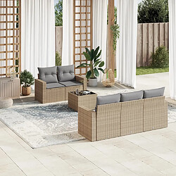 vidaXL Salon de jardin avec coussins 6 pcs beige résine tressée 