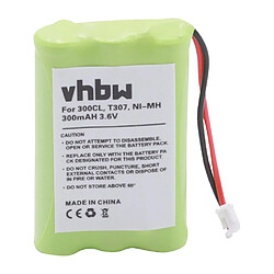 vhbw NiMH Batterie 300mAh (3.6V) combiné téléphonique, téléphone fixe Philips Kala 3353 comme T307. 