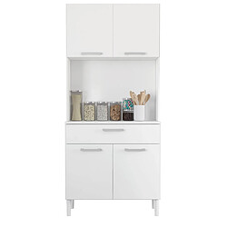 Pegane Armoire, placard de rangement avec 1 tiroir et 4 portes coloris blanc - longueur 80 x profondeur 36 x hauteur 180 cm