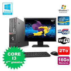 Lot PC Fujitsu E720 E85+ I3-4130 3.4GHz 16Go 2000Go Graveur WIFI W7 + Ecran 19" - Occasion