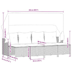 vidaXL Salon de jardin avec coussins 5 pcs marron résine tressée pas cher