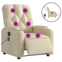 Maison Chic Fauteuil Relax pour salon, Fauteuil inclinable de massage électrique crème tissu -GKD82392