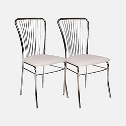 Alter Ensemble de 2 chaises modernes en éco-cuir, pour salle à manger, cuisine ou salon, cm 54x45h93, couleur blanche