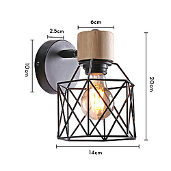 Stoex Applique Murale Rétro Moderne Lampe Murale Nordique Applique Murale en Bois Métal Applique Murale Vintage Ampoule E27 (Noir) pas cher