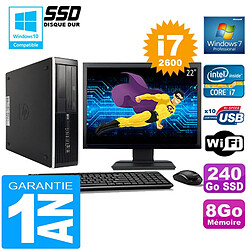 PC HP Compaq 8300 SFF Core I7-2600 Ram 8Go Disque 240 Go SSD Wifi W7 Ecran 22" - Occasion