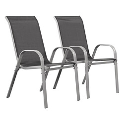 Habitat Et Jardin Fauteuil jardin Textilène Cordoba - Phoenix - Gris foncé/Argenté - Lot de 2