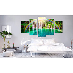 Decoshop26 Tableau toile de décoration murale impression premium en 5 parties sur châssis en bois motif Temps arc-en-ciel 100x50cm 11_0017716