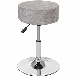 Acheter Decoshop26 Tabouret de maquillage coiffeuse réglable en hauteur Ø 35cm faux suède gris vintage 04_0005329