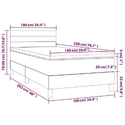 vidaXL Sommier à lattes de lit et matelas Gris clair 100x200cm Velours pas cher