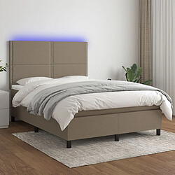 Sommier à lattes,Cadre à lattes de lit et matelas et LED pour Adulte Taupe 140x190cm Tissu -MN79588