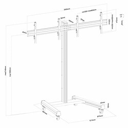 Avis Kimex Support sur roulettes pour 2 écrans TV 43'' - 49'' - Hauteur 175cm