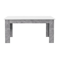 Table a manger - Blanc et beton gris clair - PILVIL - 160 x I90 x H 75 cm