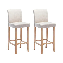 Vente-Unique Lot de 2 tabourets de bar - Tissu - Beige - ROVIGO 