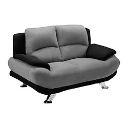 Avis Vente-Unique Canapé 2 places en microfibre MUSKO - Bicolore gris et noir