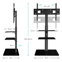 Avis ONKRON Support TV sur Pied Pivotant pour 32 - 65 Pouces TV & Ecran, Pied TV Universel avec Etagere jusqu'à 30 kg VESA 100x100 - 600x400/Pied pour Television Hauteur Réglable Pivotant TS5550-B Noir