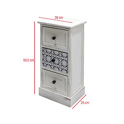 Avis Mobili Rebecca Table De Chevet 3 Tiroirs, Petite Commode En Bois Mdf, Blanc Gris Shabby