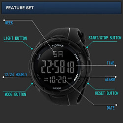 Wewoo Montre sport Sports Watch Men Analog Digital Militaire Silicone Army LED Horloges Montre-bracelet Hommes (Noir) pas cher