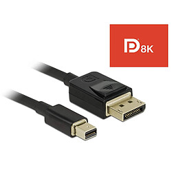 Delock 84928 Câble miniDisplayPort 1.4 / Thunderbolt vers DisplayPort 8 K 60 Hz UHD-2 certifié 32,4 GB/s Longueur 2 m Mini DP vers DP, pour PC, Mac et Gaming PC, 5 K@120 Hz, 4 K@240 Hz 