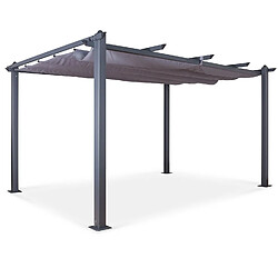 Avril Paris Tonnelle/Pergola aluminium 3x4m toile coulissante rétractable - Gris - Hero XL