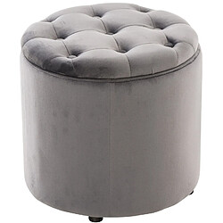 Decoshop26 Pouf tabouret coffre avec espace de rangement en tissu velours gris 42x44cm TABO10080