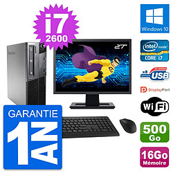 PC Lenovo M81 SFF Ecran 27" Intel i7-2600 RAM 16Go Disque 500Go Windows 10 Wifi · Occasion 