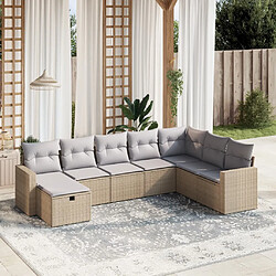 vidaXL Salon de jardin avec coussins 8pcs mélange beige résine tressée 