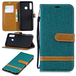 Etui en PU tissu jeans de couleur assortie vert pour votre Huawei P30 Lite 