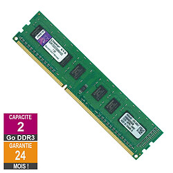 Barrette Mémoire 2Go RAM DDR3 Kingston KVR1333D3S8N9H/2G DIMM PC3-10600U · Reconditionné PC3-10600 - 1333MHz