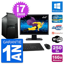 PC Tour Lenovo M91p Ecran 22" Core i7-2600 RAM 16Go Disque 250Go Windows 10 Wifi · Occasion 