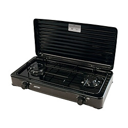 Cuisinière à gaz portable pour le camping, réchaud portable, 2 brûleurs réglable, , Noir, MPM, KN-02/1KB 