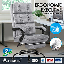 ALFORDSON Chaise de Bureau pour Ordinateur Siège en Tissu Recliner Gaming Gris