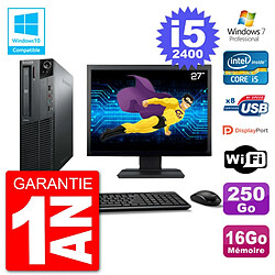 PC Lenovo M82 SFF Ecran 27" i5-2400 RAM 16Go Disque 250Go Graveur DVD Wifi W7 · Occasion 