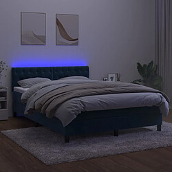 Avis vidaXL Sommier à lattes de lit avec matelas LED Bleu foncé 140x190 cm