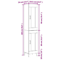 vidaXL Buffet haut Chêne sonoma 34,5x34x180 cm Bois d'ingénierie pas cher