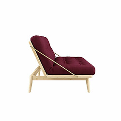 Avis Inside 75 Banquette futon FOLK en pin massif coloris bordeaux couchage 130 x 190 cm.