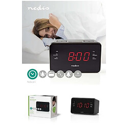 NEDIS Radio Réveil alarme numérique ent 3.5mm Affichage LED AM / FM Fonction Snooze Minuterie de sommeil 2 Alarmes 