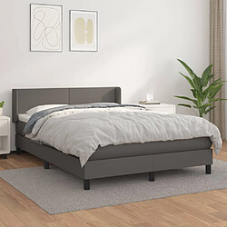 vidaXL Sommier à lattes de lit avec matelas Gris 140x190 cm Similicuir 