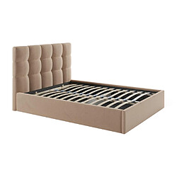 Lit coffre 140 x 190 cm - Velours - Beige + Matelas - MIRDAL de Pascal Morabito pas cher