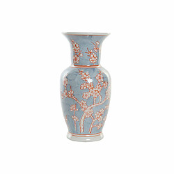 Vase DKD Home Decor Porcelaine Bleu Orange Oriental (24 x 24 x 46 cm)