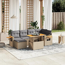 vidaXL Salon de jardin avec coussins 7 pcs beige résine tressée