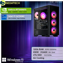 Sedatech PC Gamer • Intel i7-14700KF • RTX4060Ti • 32Go DDR5 • 2To SSD M.2 • Windows 11