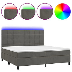 vidaXL Sommier à lattes de lit matelas et LED Gris foncé 200x200 cm