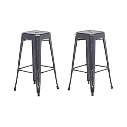 Beliani Tabouret de bar Set de 2 Métal Noir CABRILLO 