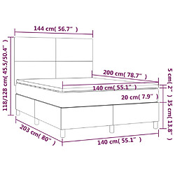 Acheter vidaXL Sommier à lattes de lit matelas et LED Marron foncé 140x200 cm